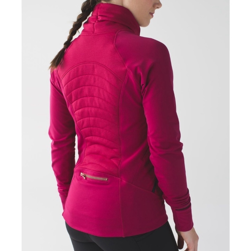 Lululemon Fleece Out Jacket Full Zip Berry Rumble Zipper Vents Size 6 - Picture 10 of 16